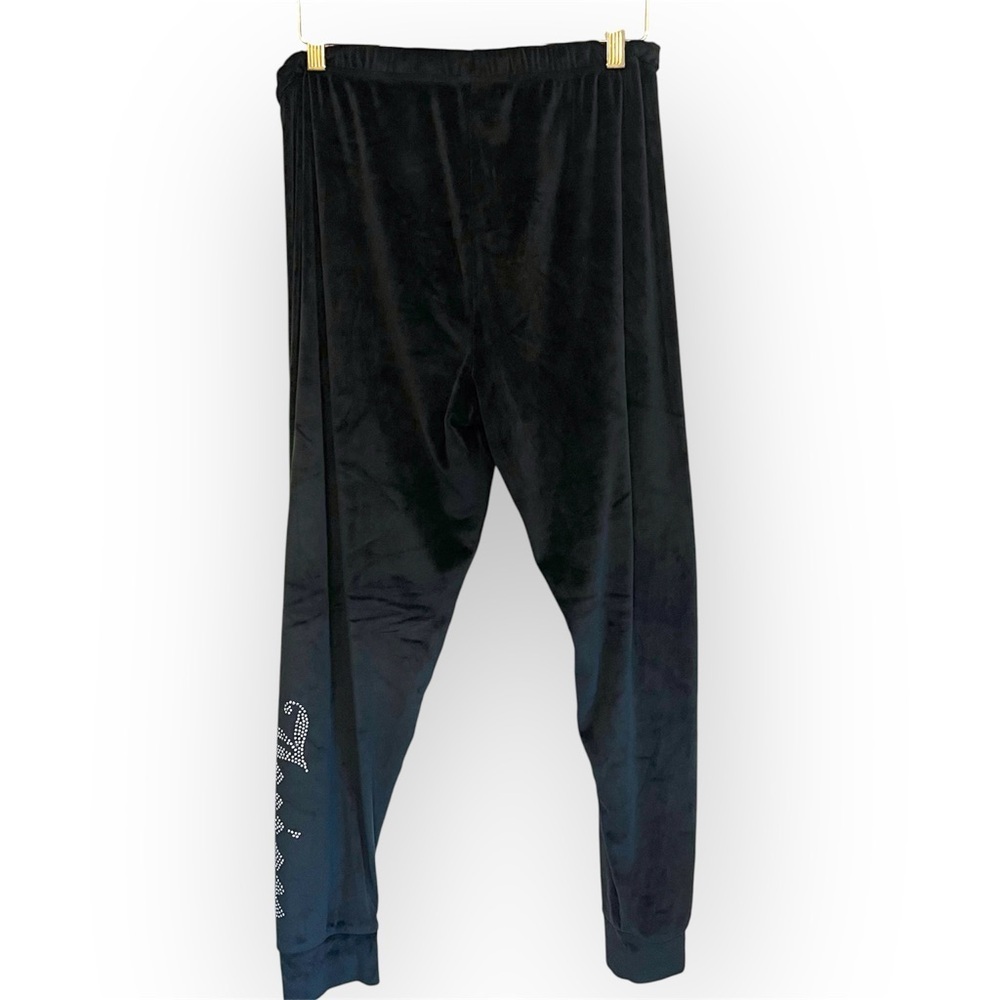 Juicy Couture embellished velour jogger pants, black, pull up size M - Picture 4 of 11